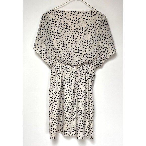 Alice + Olivia Silk Dress White Black Flutter Sleeve Elastic Waist Size Small - Picture 2 of 10